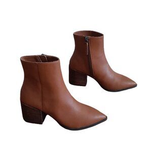 Linea Paolo Sadie Block Heel Brown Pointy Toe Booties